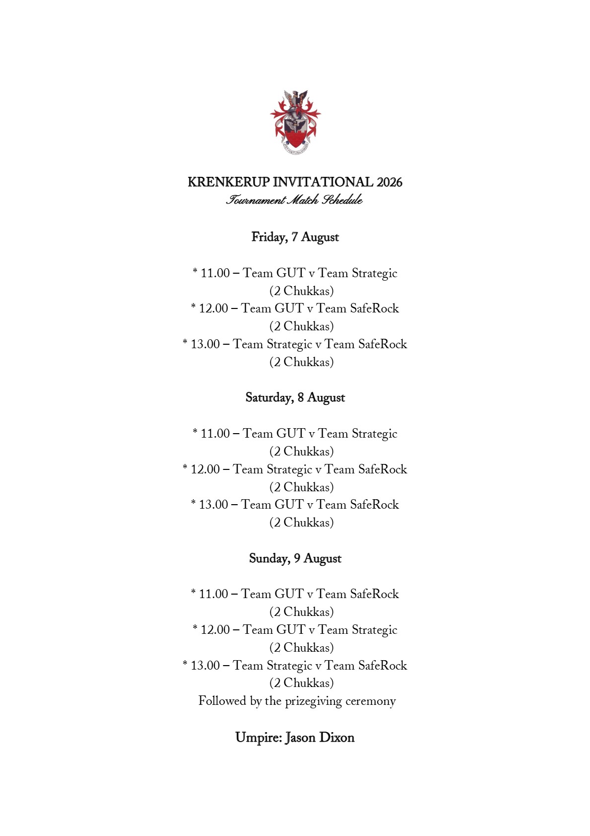 Match Schedule